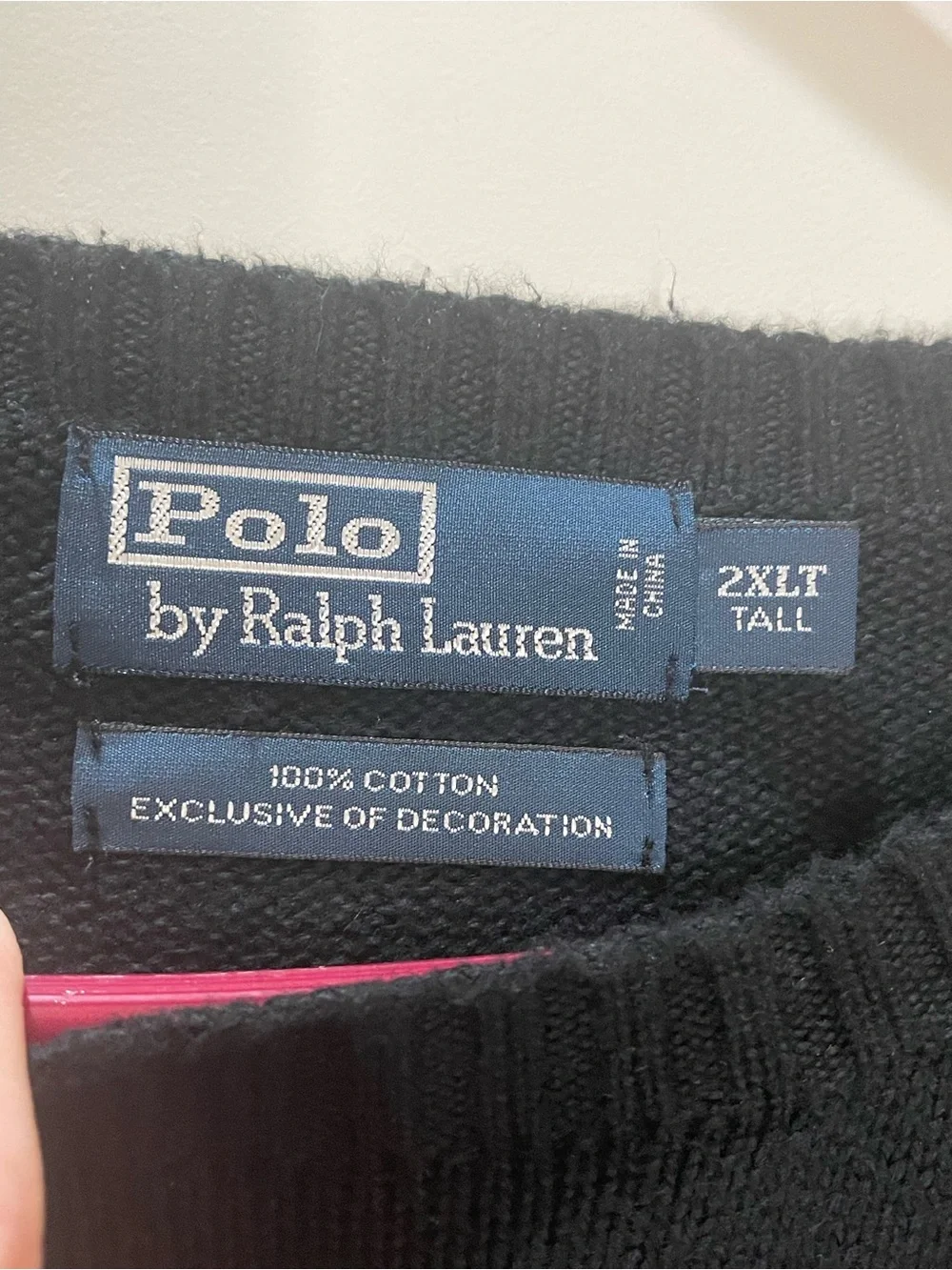 Polo by Ralph Lauren Black Crewneck Sweater with Purple Pony 2XLT
